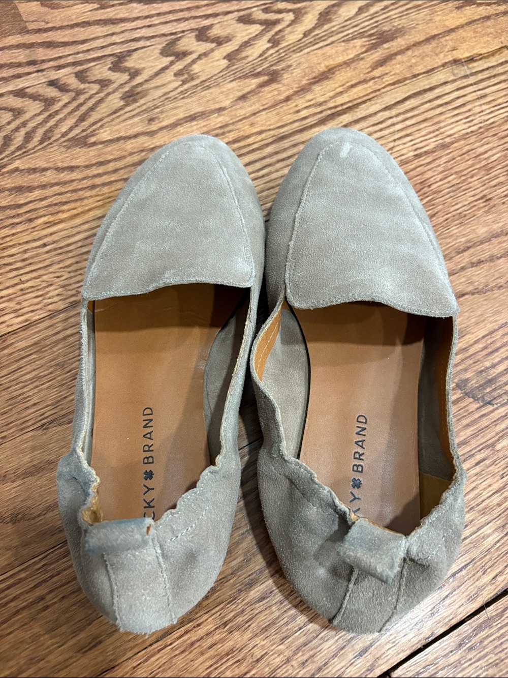Lucky Brand Suede Slip-On Loafers in Taupe